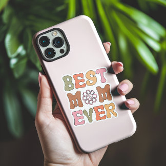 Pink and Orange Best Mum Ever Vinyl Sticker