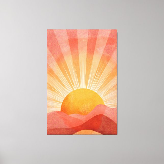 Pink and Orange Boho Sunrise Canvas Print (Front)