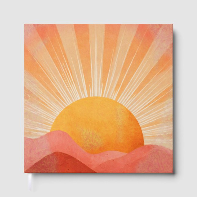 Pink and Orange Boho Sunrise Guest Book (Front)