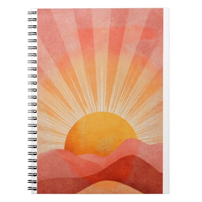 Pink and Orange Boho Sunrise Notebook (Front)
