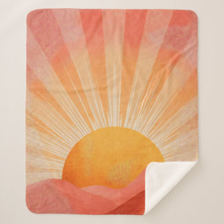 Pink and Orange Boho Sunrise Sherpa Blanket