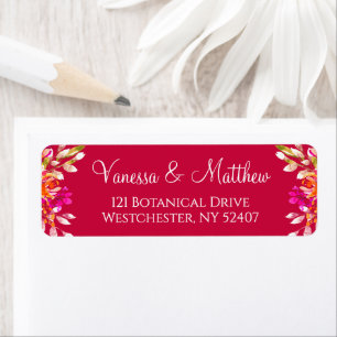 Pink and Orange Botanical Wedding Return Address