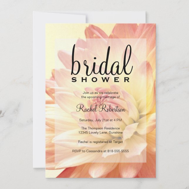 Pink and Orange Bridal Shower Invitation (Front)