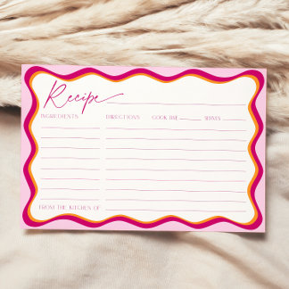 Pink and Orange Bridal Shower Wavy Recipe Card