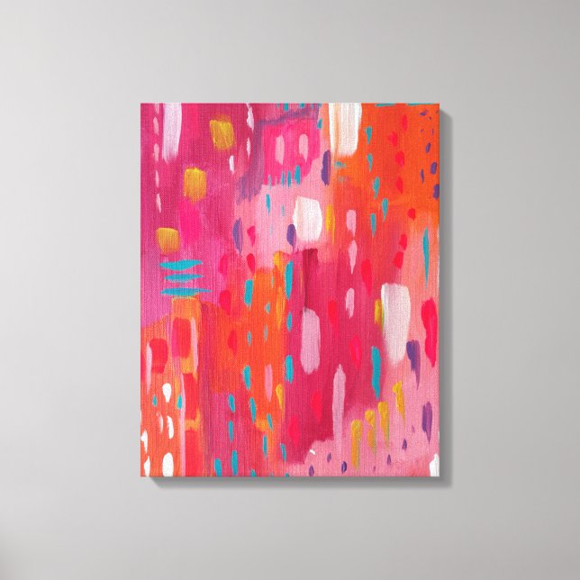 Pink and Orange Brush Marks Abstract  Canvas Print (Front)