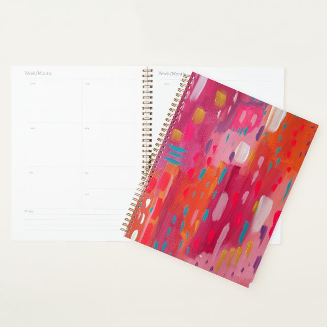Pink and Orange Brush Marks Abstract  Planner (Display)