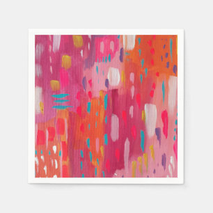 Pink and Orange Brush Marks Napkin