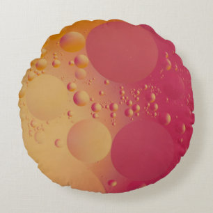 Pink and orange bubble digital round cushion