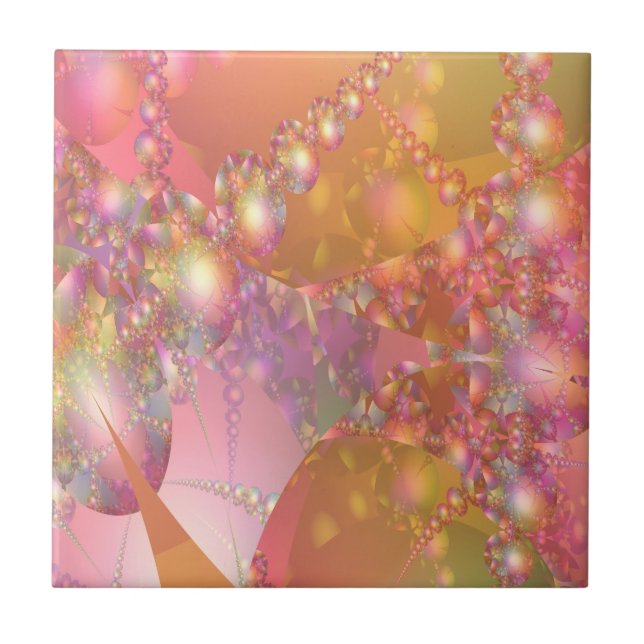 Pink and Orange Bubble Fractal Tile (Front)