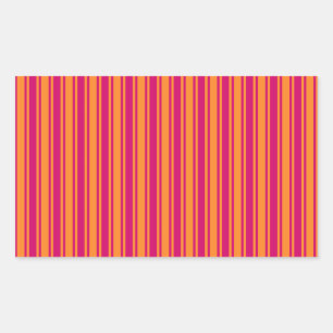 Pink and orange candy stripes rectangular sticker
