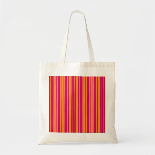 Pink and orange candy stripes tote bag (Front)