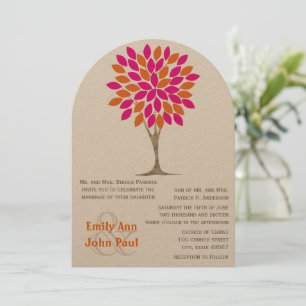 Pink and Orange Chrysanthemum Fairytale Forest Invitation