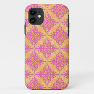 PInk and Orange Damask Pattern iPhone 11 Case