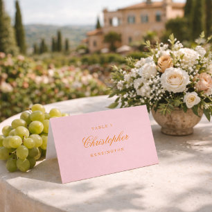 Pink and Orange Elegant Script Wedding Place Card