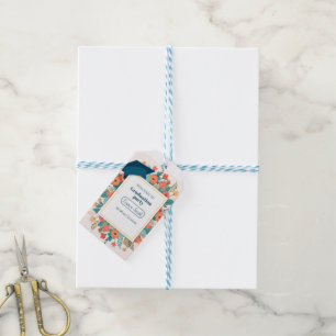 Pink and Orange Floral Graduation Party Welcome Gift Tags