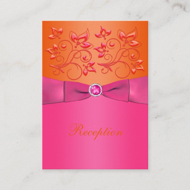 Pink and Orange Floral Wedding Enclosure Card (Front)