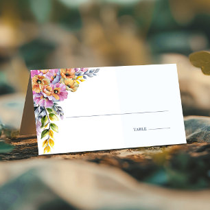 Pink and Orange Floral Wedding Place Card