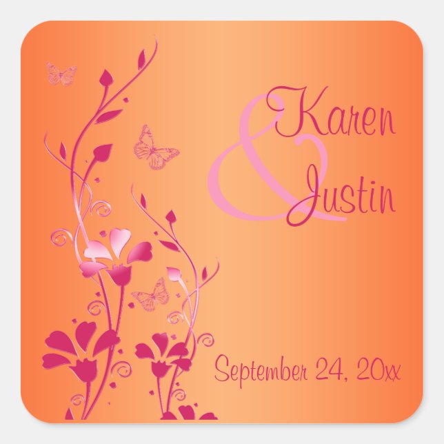 Pink and Orange Floral with Butterflies Sticker (Front)