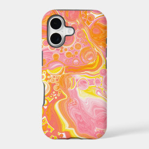 Pink and Orange Fluid Art