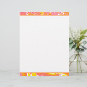 Pink and Orange Fluid Art Custom Letterhead