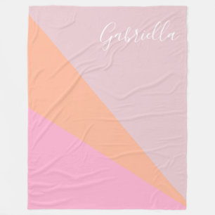 Pink and Orange Girly Geometric Personalised Fleece Blanket