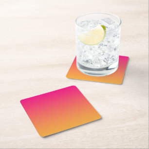 Pink and orange gradient square paper coaster