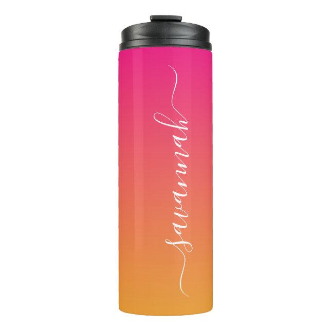 Pink and orange gradient  thermal tumbler (Front)