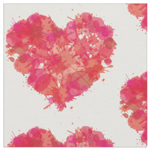 Pink and Orange Heart Fabric
