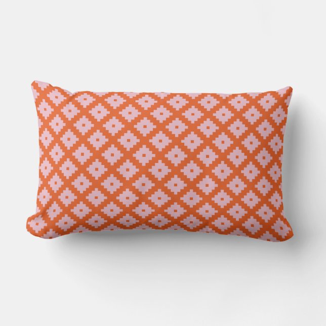 Pink and Orange Kilim Lumbar Cushion (Front)