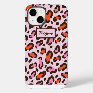 Pink and Orange Leopard Animal Print  Custom  iPhone 14 Case