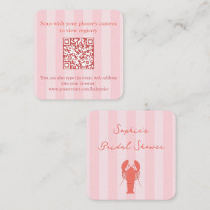 Pink And Orange Lobster Bridal Shower QR Code RSVP Enclosure Card