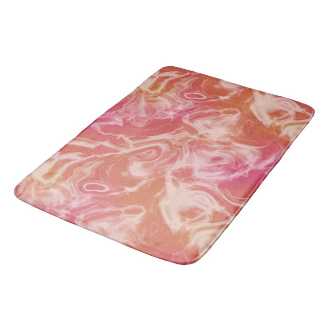Pink and Orange Marble abstract Bath Mat (Angled)