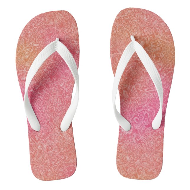 pink and orange Marble Swirl Abstract Jandals (Footbed)
