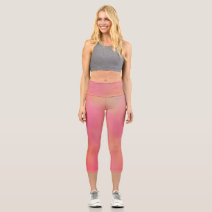 Pink and Orange Marrbled Cloud abstract Capri Leggings