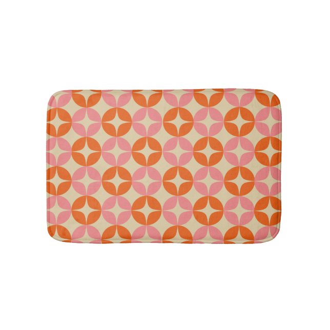 Pink and Orange Mid Century Mod Geometric Pattern Bath Mat (Front)