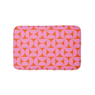 Pink And Orange Mid Century Modern Pattern Bath Mat
