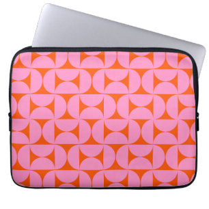 Pink And Orange Mid Century Modern Pattern Laptop Sleeve