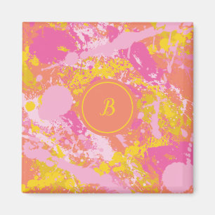 Pink and Orange Monogram Magnet