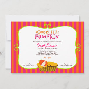 Pink and Orange Mummy's Little Pumpkin Baby Shower Invitation