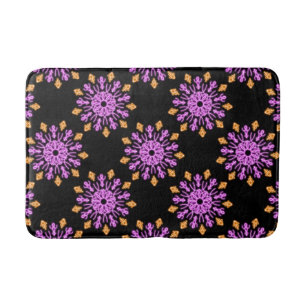 Pink and orange neon flower bath mat