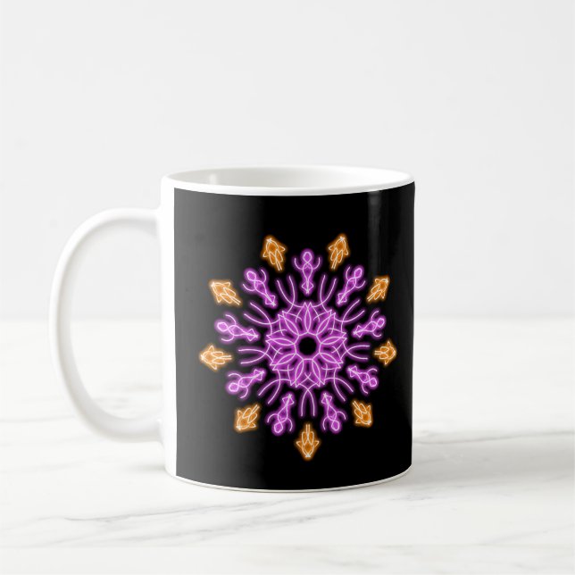 Pink and orange neon flower coffee mug (Left)