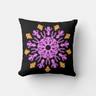 Pink and orange neon flower cushion