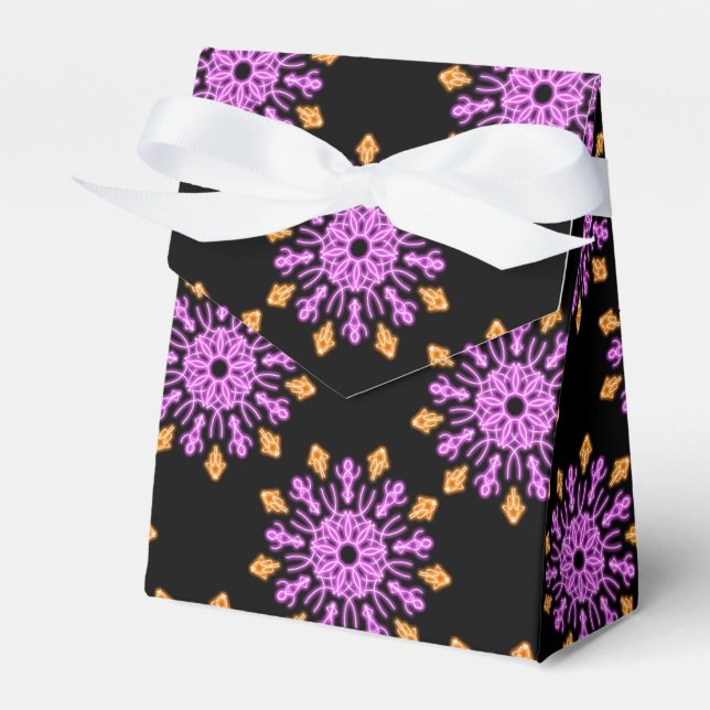 Pink and orange neon flower favour box (Front Side)