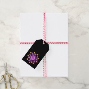 Pink and orange neon flower gift tags