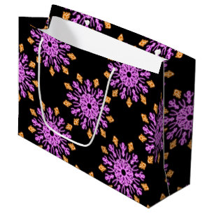Pink and orange neon flower large gift bag