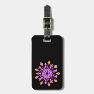 Pink and orange neon flower luggage tag