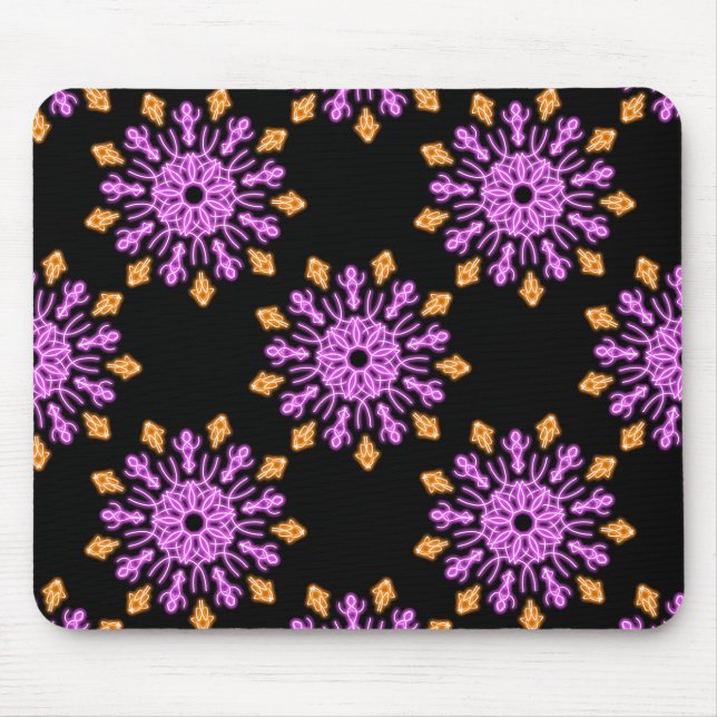 Pink and orange neon flower mouse pad (Front)