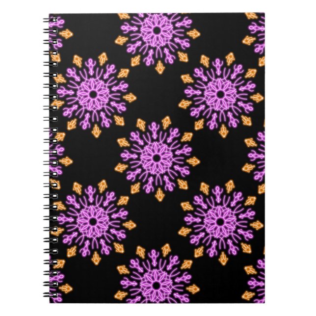 Pink and orange neon flower notebook (Front)