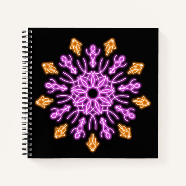 Pink and orange neon flower notebook (Front)