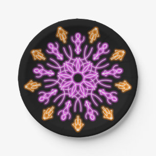 Pink and orange neon flower paper plate